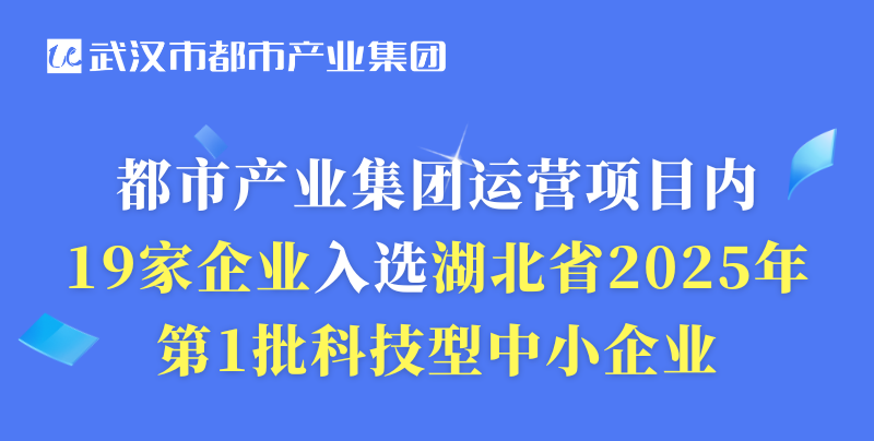都市產業(yè)集團運營項目內19家企業(yè)入選湖北省2025年第1批科技型中小企業(yè)